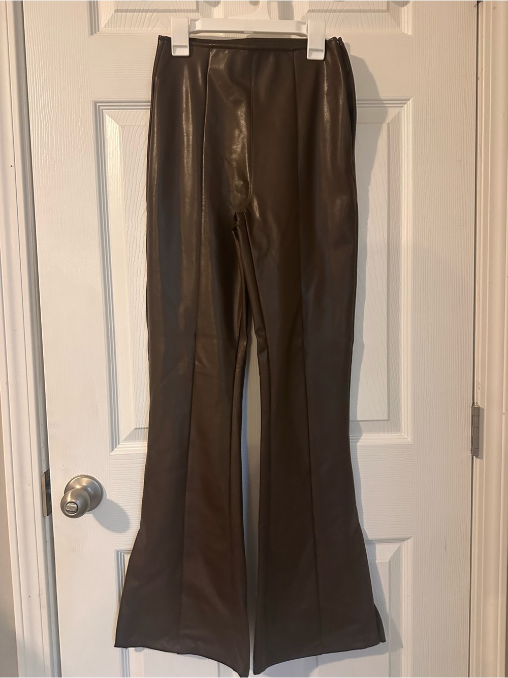 Abercrombie & Fitch Brown Faux Leather Flare Pants